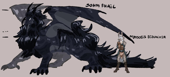 Size difference between Myosotis (6'1'') and Sohm Fhail (10'4'')